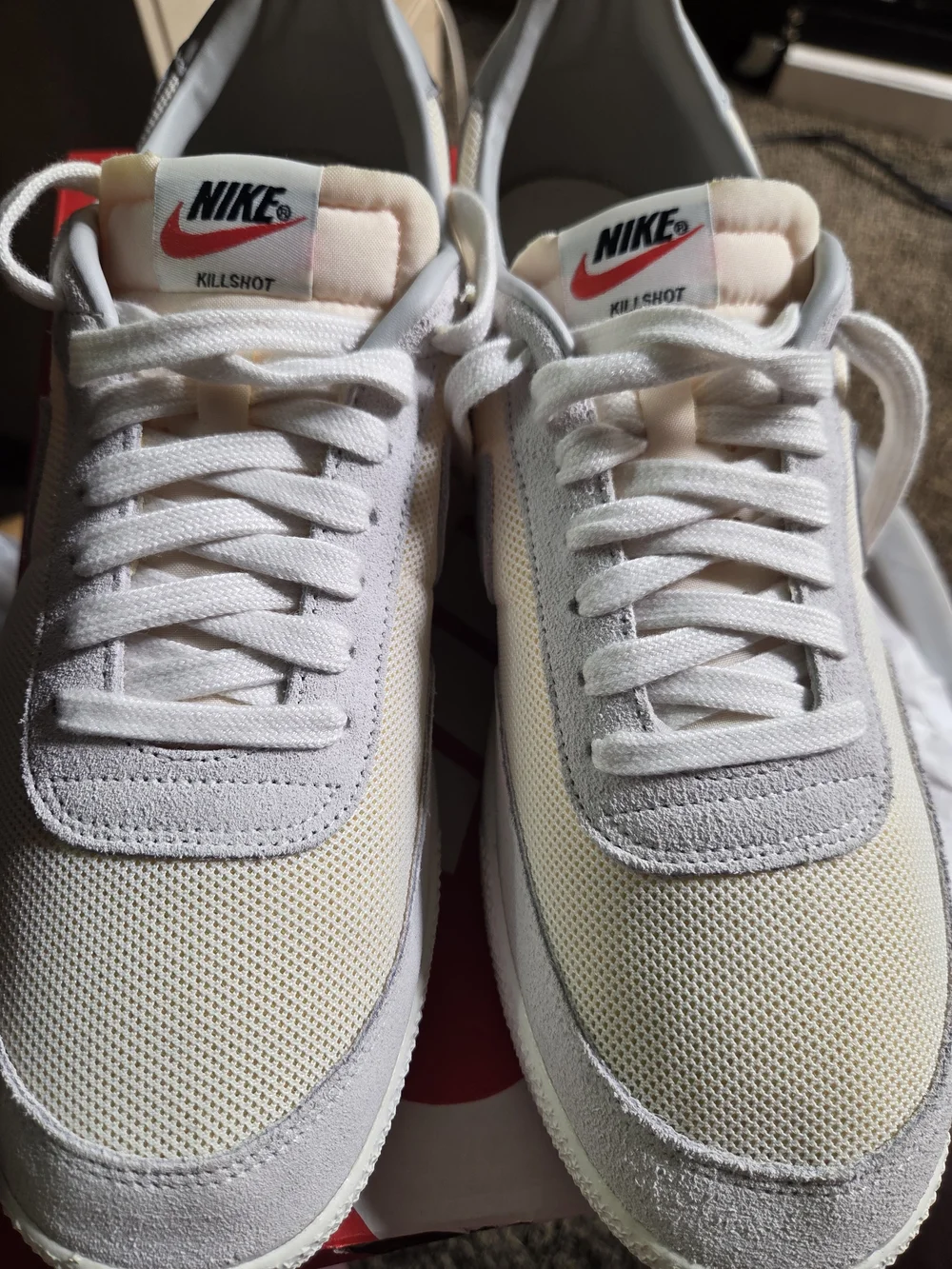Nike Men’s Cream and Light Gray Retro Runner Sneakers